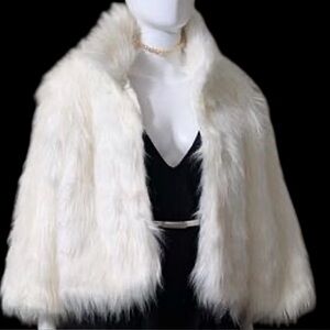Elegant White Faux Fur Women's Jacket